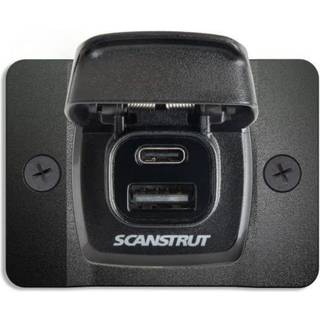 USB-stik Scanstrut Flip Pro, indbygget, panelmontering, sort, 12 V / 24 V, USB-A + USB-C, med låg
