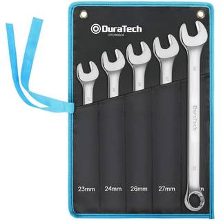 Duratech Lang m?nsterkombination skruen?gle s?t metrisk 5-stykke 23-30mm 12 punkt CR-V st?l med pose