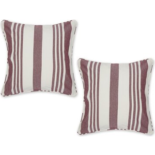 Burgundy Red Bold Chambray Stripe Genanvendt bomuldspudebetræk 18x18 sæt/2