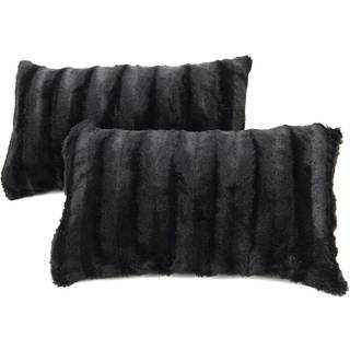 Cheer Collection faux pels kast puder - dekorative puder til sofa seng kaste puder sorte accent puder til sovev?relse eller stue ?stetisk s?t af