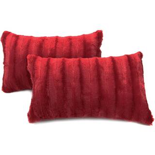 Cheer Collection faux pels kast puder - dekorative puder til sofa seng kaste puder maroon accent puder til sovev?relse eller stue ?stetisk s?t me