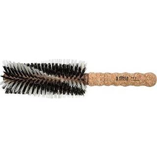 Ibiza Hair Professional Round Boar Hair Brush (G17 65mm) Hybrid hvirvlet vildsvin og kulfiber nylon børste med korkhåndtag til naturlige bølger o