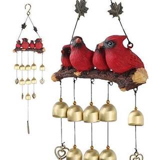 Gardenvy Cardinal Bird Wind Chime Red Bird Bell Wind Chimes Outdoor Decorations Garden Backyard Church Hanging Decor Red