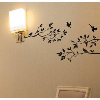 Trädgrenar väggdekal med fåglar vinylklistermärke barnkammare lämnar 40 """" bred x 18 """" högt som visas (matt svart)