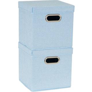 Husholdnings Essentials 816-1 CAF? Cube Bin Storage Set med l?g og h?ndtag | 2 pakke babybl? linned