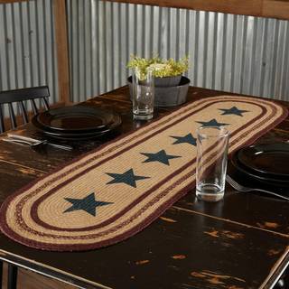 VHC Brands Potomac flettet jute 13x48 jute runner stencil stjerner tan
