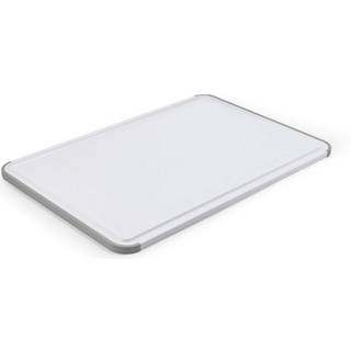 KitchenAid Classic Plastic Cutting Board med omkredsgrøft og ikke -glidekanter opvaskemaskine Safe 12 tommer x 18 tommer hvid og grå