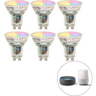 Sæt med 6 Smart GU10 LED Pærer RBGW 4.5W 350lm 2700K