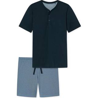 Schiesser Fine Interlock Serafino Collar Pyjamas - Navy/Blue - 46