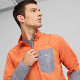 Puma Seasons Raincell Half-Zip Running Top Men - Orange, Grey, Size L - orange