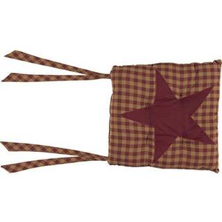VHC Brands Star Cotton Primitive bordplade Kitchen Tie Back (er) Appliqued Square Stol Pad King Burgundy Red 14 tommer