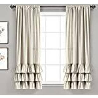Frodig indretning Allison Ruffle Window Curtain Panel Pair 63 """" Long X 40 """" Bred neutral