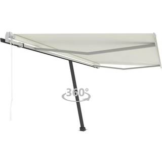 fritstående markise 450x350 cm automatisk betjening cremefarvet