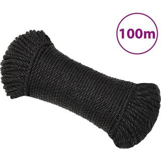 arbejdsreb 6 mm 100 m polypropylen sort
