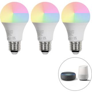Sæt med 3 Smart E27 LED pærer A60 Mat RGBW 8,5W 806lm 2700K