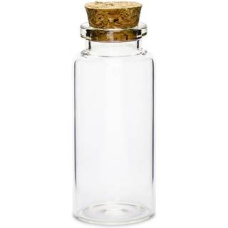 12 stk. Klare Glasflasker med Korkprop, 7,5 cm, 35 ml