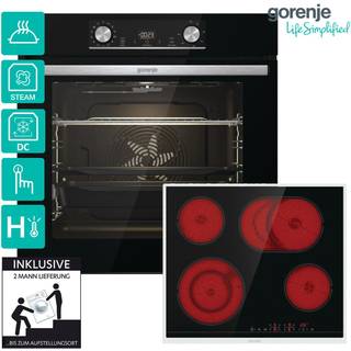 Gorenje Essential Black Steam Set Ovn med komfur Til indbygning Keramisk kogeplade