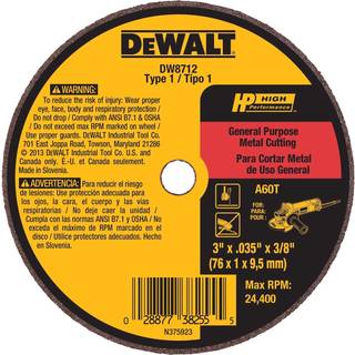 Dewalt DW8712 A60T Wheel 3-tommer x .035-tommer x 3/8-tommer