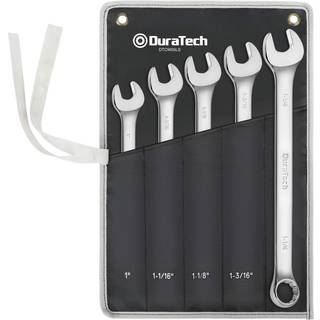 Duratech Lang m?nsterkombination skruen?gle s?t SAE 5-delt 1 """" til 1-1/4 """" 12 punkt CR-V st?l med rullende pose