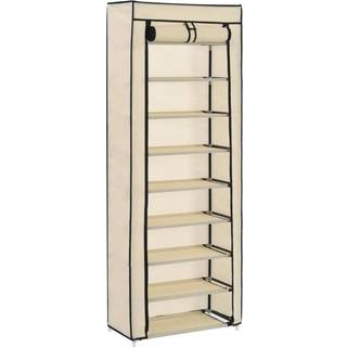 Skoskab Med Overtræk 57 X 29 X 162 Cm Stof Farvet - Creme