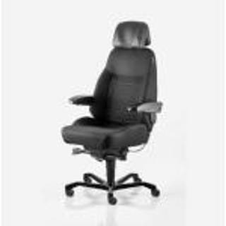 Kontorstol KAB Seating Executive, White-Line Sort skind inkl. armlæn og nakkestøtte i sort skind