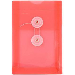 Jampapirplastkonvolutter med lukning af knap og strengbinding - 4 1/4 x 6 1/4 - Rød - 12/pakke