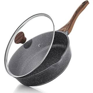 Sensarte Nonstick Deep Frying Pan Skillet 10/11/12-tommer Saute Pan med l?g Stay-cool h?ndtag Kokken Pan Sundt stenkogegruepande Induktion Kompat