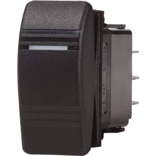 Returfjedrende strømafbryder Blue Sea Systems Contura III Switch SPDT, 1-polet, (På)-Fra-På, 20 A (12 V) / 15 A (24 V), med belysning, sort