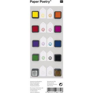 Paper Poetry Stempelkissen Set Romantic Flowers 3x3cm 10 Stück - Mehrfarbig