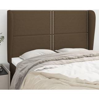 Sengegavl Med Kanter Stof Mørkebrun - 147 x 23 x 118/128 cm