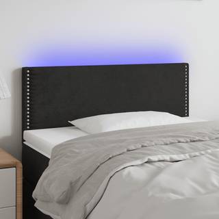 sengegavl med LED-lys 90x5x78/88 cm fløjl sort