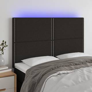 Sengegavl Med Led-Lys Stof Sort - 144 x 5 x 118/128 cm