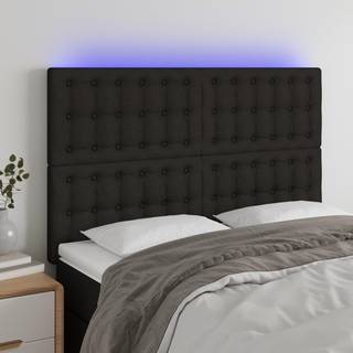 Sengegavl Med Led-Lys Stof - Sort / 144 x 5 x 118/128 cm