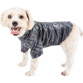 Pet Life Active 'Warf Speed' Heathred Dog Fitness og Yoga Pet T-Shirt Dog Clothes-Performance Dog T-shirt med 4-vejs-stretch reflekterende og hur