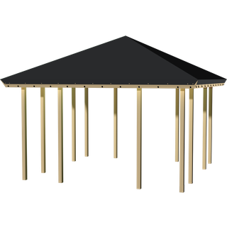 PLUS pavillon 1, åben model, sort tagdug/nåletræ, 294 x 328 x 328 cm