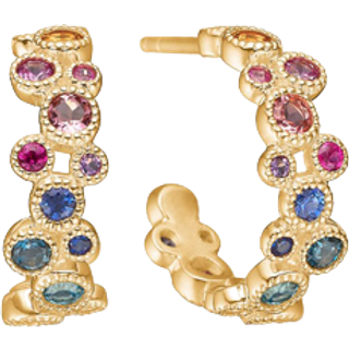 Mads Z - Luxury Rainbow creoler m. natursten i 14kt. guld