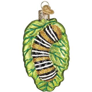 Old World Christmas Ornamenter Fuzzy Caterpillar Glass blæst ornamenter til juletræ