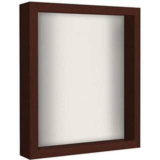 AmericanFlat 11x14 Shadow Box Frame i mahogni med bl?dt linned ryg - konstrueret tr? med knust -resistent glas og h?ngende hardware til v?g og bo