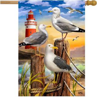 Briarwood Lane Seagulls Summer House Flag Birds Beach Lighthouse 28 """" X 40 """"