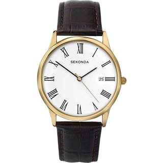 3676.00 White Mens Brown Mens 33mm Leather Quartz (Battery) Mineral Pin Buckle