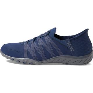 Skechers Skechers Blue Breathe Easy Roll Slip In With Me Wide Fit Trainers