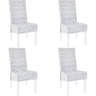 spisebordsstole 4 stk. kubu-rattan og mangotræ sort