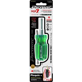 Picquic Dash 7 7-delt kompakt multi-bit skruetrækker, 4 3/4 tommer – Præcision, pladsbesparende værktøjssæt