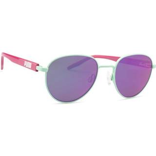 Puma Børn PJ0041S 003 Outlet solbriller Metal Grøn Rosa Rund Spejl