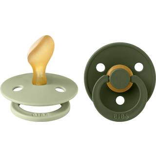 BIBS Anatomisk Colour Sut - 2-Pak - Str. 2 - Naturgummi - Sage/Hunter Green