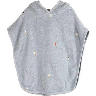 Filibabba Strandponcho med broderi GOTS - Pearl Blue - 1 stk.