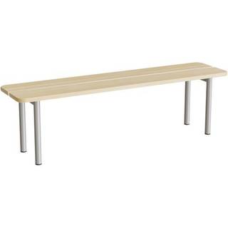 Siddebænk Pausa 550, 1500 mm, birk laminat, alugråt stel