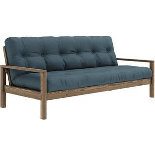 Knob Sovesofa Fra Karup Design i Massiv FSC Fyrretræ | Japandi - Carob Brown - 757 Petrol Blue