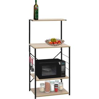 køkkenreol til mikroovn 60x39,6x123 cm konstrueret træ sort/eg