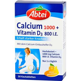 Abtei Calcium 1.000 + D3-vitamin 800 I.E. Tyggetabletter 442.04 DKK/1 kg